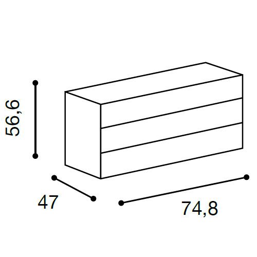 Cassettiera interna finitura effetto tessuto per armadio due ante maxi L.244,2