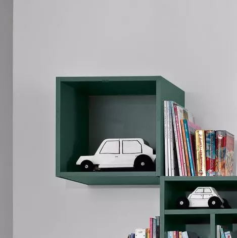 Libreria cubo con anta battente, bianco frassinato, cm 35x35x29