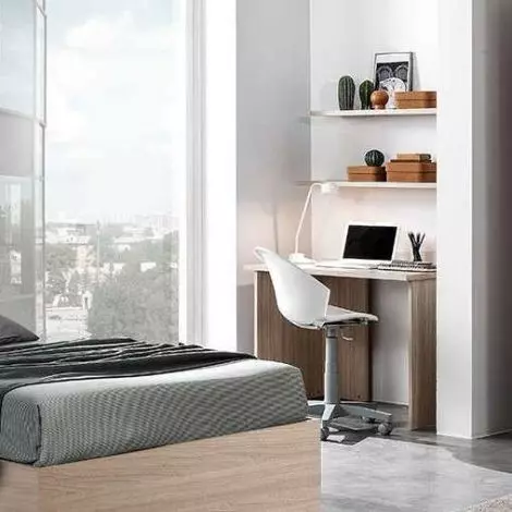Cameretta SMART armadio ponte bianco frassino e grigio con divano letto con  due reti doghe legno