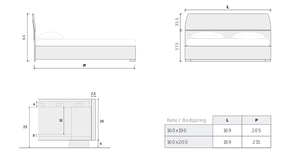 letto moderno essenza legno